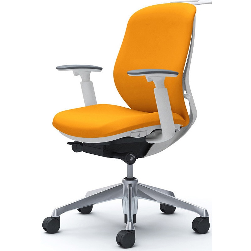 C684BW FSG8 シルフィー 可動肘 背クッション ロー ホワイトボディ ハンガー有 ランバー無 アルミ脚 オカムラ(岡村製作所) アジャストアーム オレンジ色   C684BW FSG8