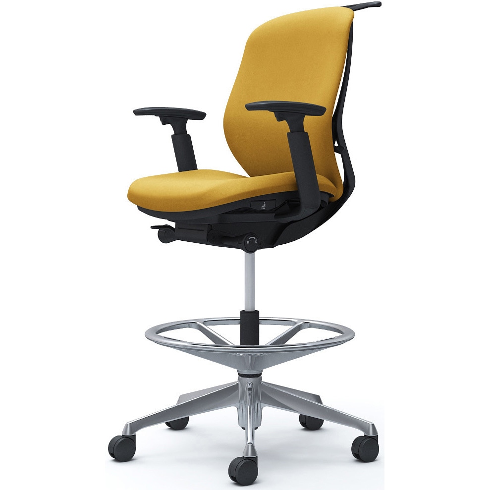 C684HR FXW7 シルフィー 可動肘 背クッション ロー ハイチェア ブラックボディ ハンガー付 ランバー無 アルミ脚 1脚 オカムラ(岡村製作所) 【通販モノタロウ】