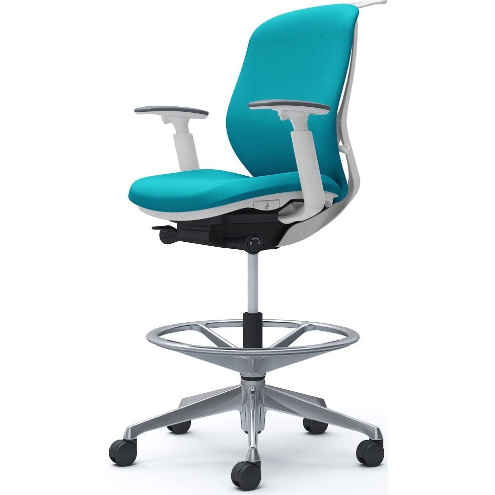 C684HW FSG6 シルフィー 可動肘 背クッション ロー ハイチェア ホワイトボディ ハンガー付 ランバー無 アルミ脚 1脚 オカムラ(岡村製作所) 【通販モノタロウ】