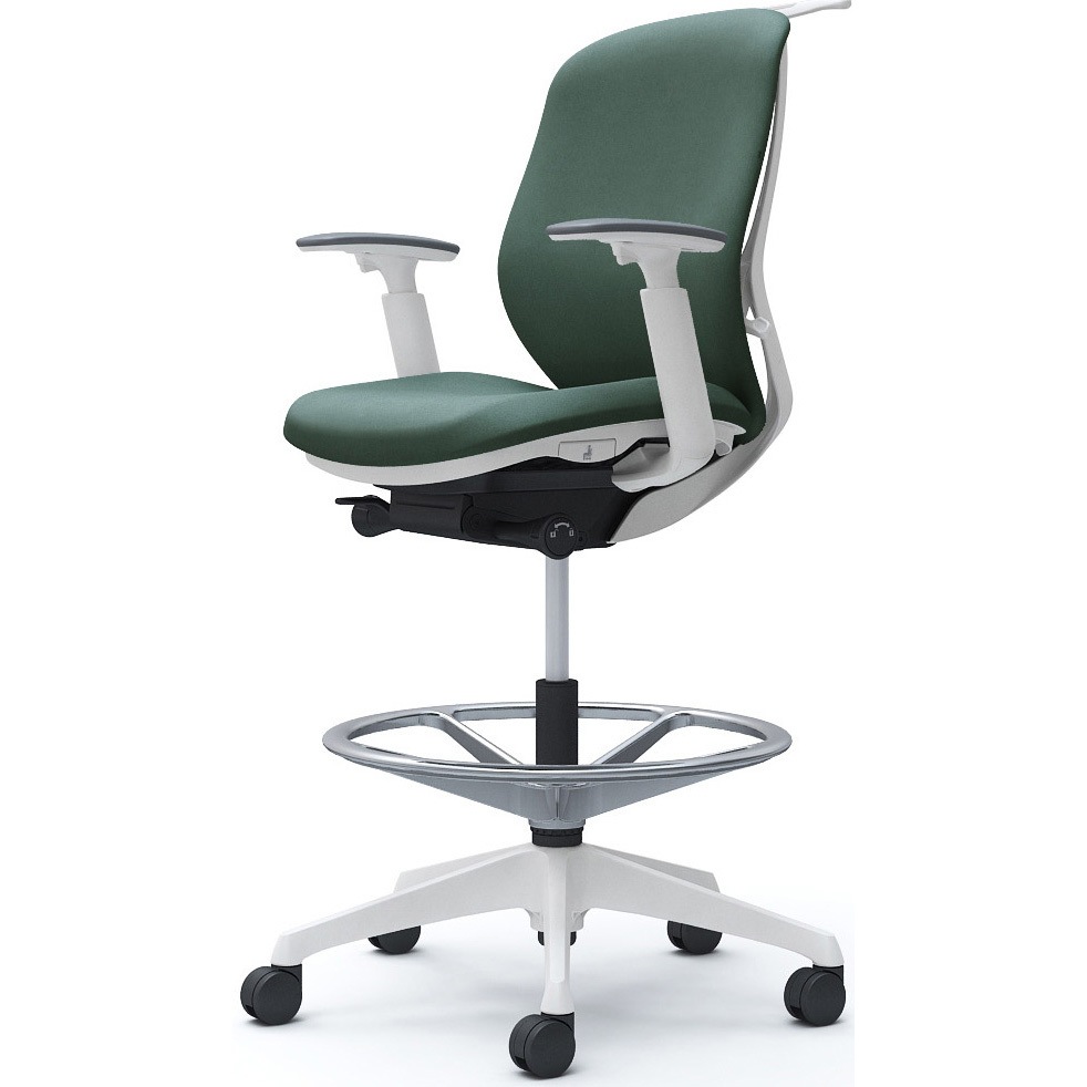 C684JW FXW5 シルフィー 可動肘 背クッション ロー ハイチェア ホワイトボディ ハンガー付 ランバー無 樹脂脚 1脚 オカムラ(岡村製作所) 【通販モノタロウ】