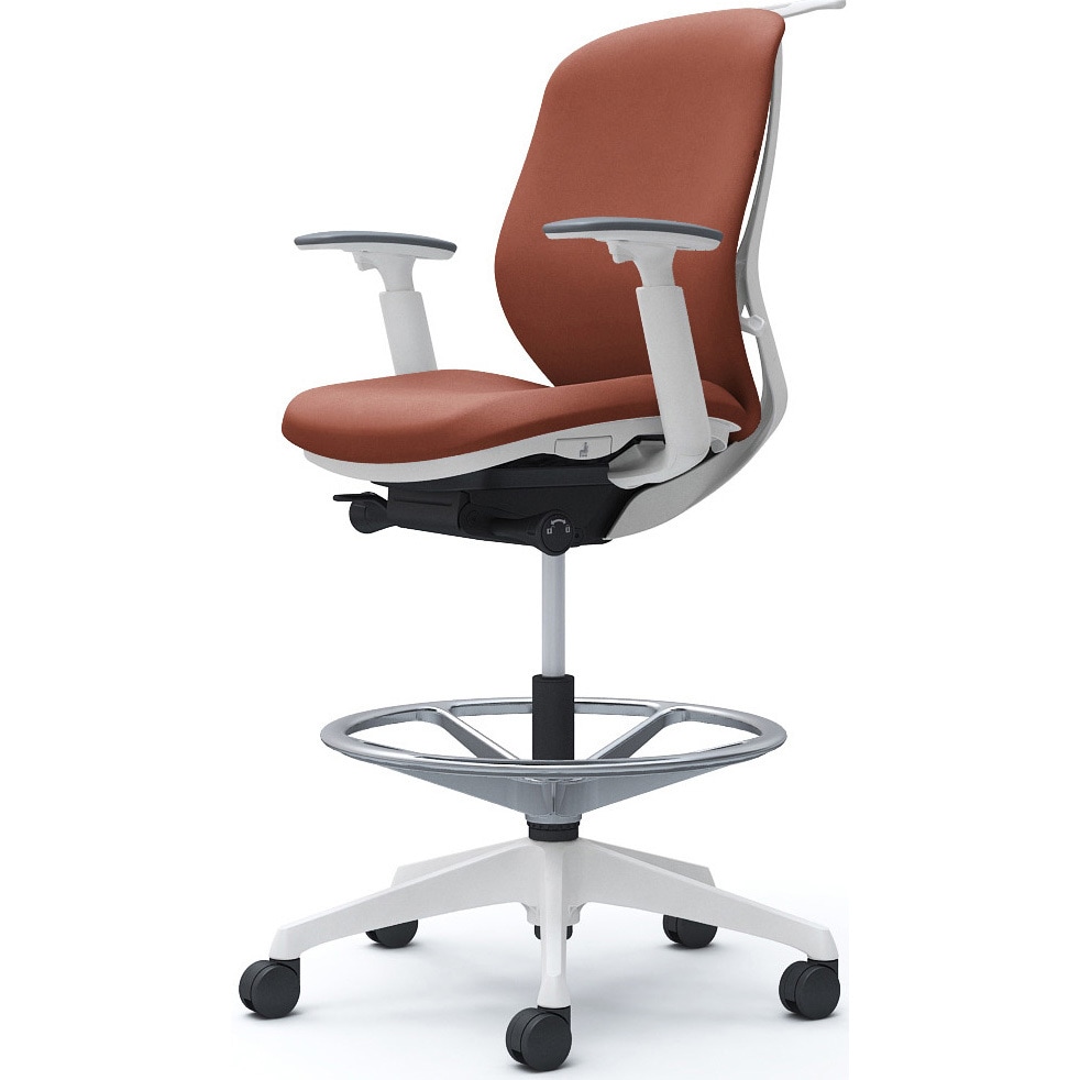 C684JW FXW6 シルフィー 可動肘 背クッション ロー ハイチェア ホワイトボディ ハンガー付 ランバー無 樹脂脚 1脚 オカムラ(岡村製作所) 【通販モノタロウ】