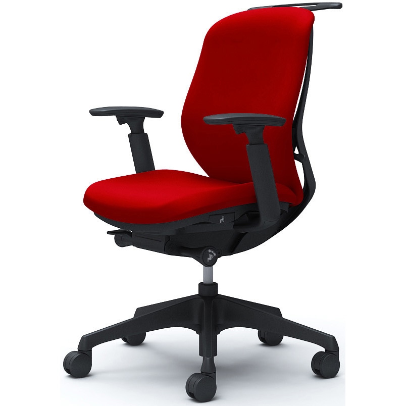 C684XR FSF9 シルフィー 可動肘 背クッション ロー ブラックボディ ハンガー有 ランバー無 樹脂脚 オカムラ(岡村製作所) アジャストアーム レッド色   C684XR FSF9