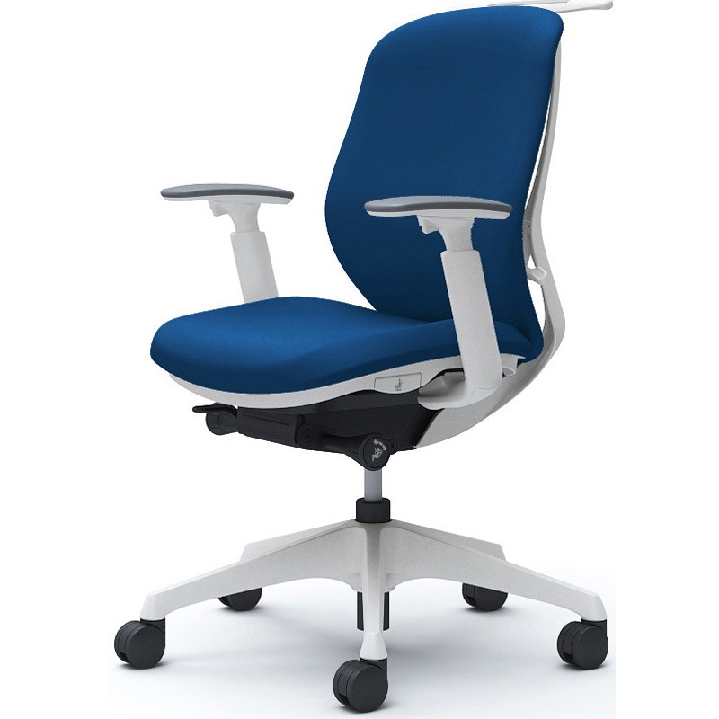 C684XW FSF3 シルフィー 可動肘 背クッション ロー ホワイトボディ ハンガー有 ランバー無 樹脂脚 オカムラ(岡村製作所) アジャストアーム ミディアムブルー色   C684XW FSF3 65,890円