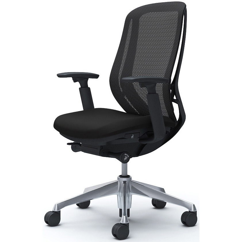 C685BR FMP1 シルフィー 可動肘 背メッシュ ハイ ブラックボディ ハンガー無 ランバー無 アルミ脚 オカムラ(岡村製作所) アジャストアーム