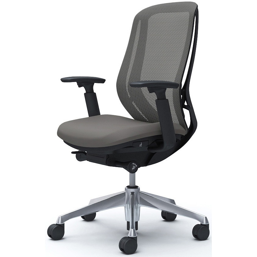 C685BR FMR2 シルフィー 可動肘 背メッシュ ハイ ブラックボディ ハンガー無 ランバー無 アルミ脚 オカムラ(岡村製作所) アジャストアーム ミディアムグレー色   C685BR FMR2