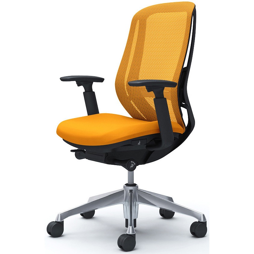 C685BS FMR8 シルフィー 可動肘 背メッシュ ハイ ブラックボディ ハンガー無 ランバー有 アルミ脚 オカムラ(岡村製作所) アジャストアーム オレンジ色   C685BS FMR8