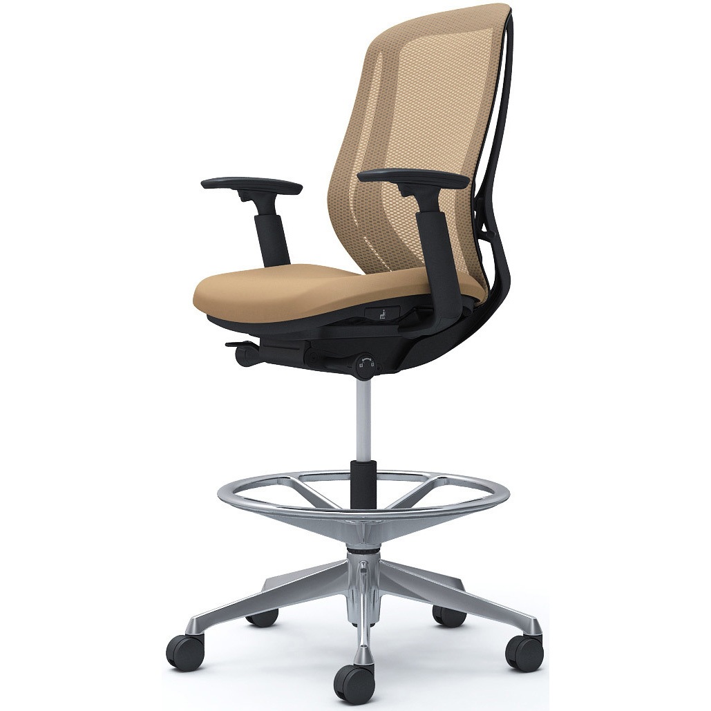 C685HR FMP7 シルフィー 可動肘 背メッシュ ハイ ハイチェア ブラックボディ ハンガー無 ランバー無 アルミ脚 1脚 オカムラ(岡村製作所) 【通販モノタロウ】