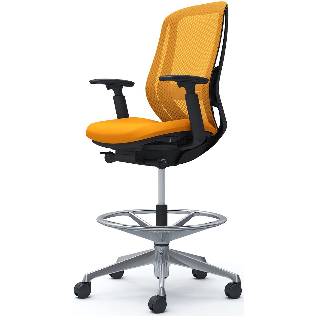 C685HS FMR8 シルフィー 可動肘 背メッシュ ハイ ハイチェア ブラックボディ ハンガー無 ランバー付 アルミ脚 1脚 オカムラ(岡村製作所) 【通販モノタロウ】