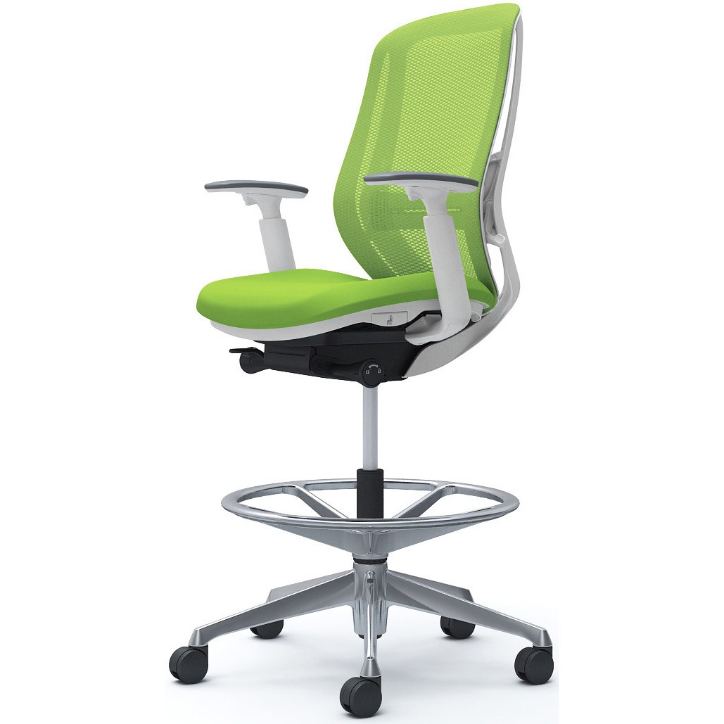 C685HZ FMP5 シルフィー 可動肘 背メッシュ ハイ ハイチェア ホワイトボディ ハンガー無 ランバー付 アルミ脚 1脚 オカムラ(岡村製作所) 【通販モノタロウ】