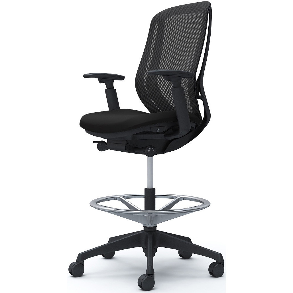 C685JR FMP1 シルフィー 可動肘 背メッシュ ハイ ハイチェア ブラックボディ ハンガー無 ランバー無 樹脂脚 1脚 オカムラ(岡村製作所) 【通販モノタロウ】 76,890円