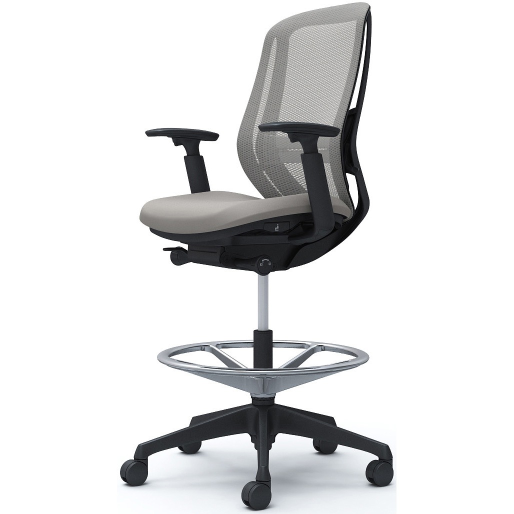 C685JS FMR3 シルフィー 可動肘 背メッシュ ハイ ハイチェア ブラックボディ ハンガー無 ランバー付 樹脂脚 1脚 オカムラ(岡村製作所) 【通販モノタロウ】