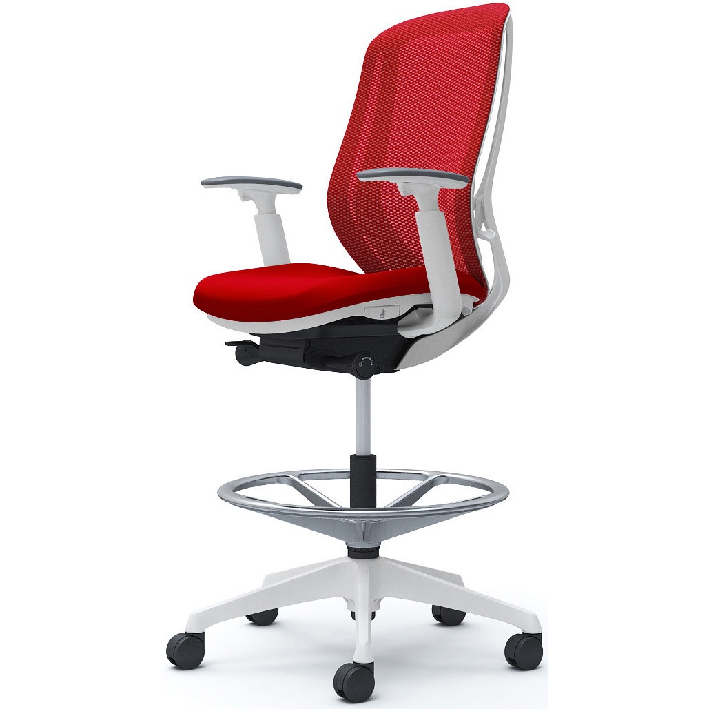 C685JW FMP9 シルフィー 可動肘 背メッシュ ハイ ハイチェア ホワイトボディ ハンガー無 ランバー無 樹脂脚 1脚 オカムラ(岡村製作所) 【通販モノタロウ】