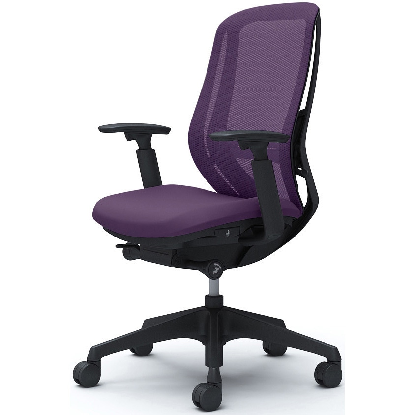 C685XS FMP0 シルフィー 可動肘 背メッシュ ハイ ブラックボディ ハンガー無 ランバー有 樹脂脚 オカムラ(岡村製作所) アジャストアーム パープル色   C685XS FMP0