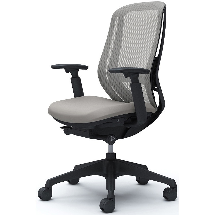 C685XS FMR3 シルフィー 可動肘 背メッシュ ハイ ブラックボディ ハンガー無 ランバー有 樹脂脚 オカムラ(岡村製作所) アジャストアーム ライトグレー色   C685XS FMR3