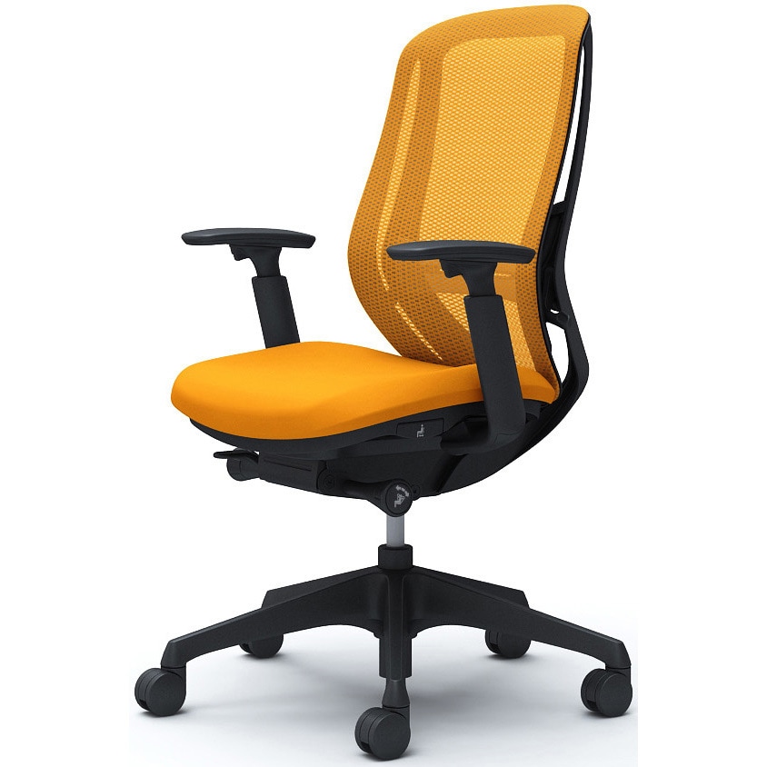 C685XS FMR8 シルフィー 可動肘 背メッシュ ハイ ブラックボディ ハンガー無 ランバー有 樹脂脚 オカムラ(岡村製作所) アジャストアーム オレンジ色   C685XS FMR8