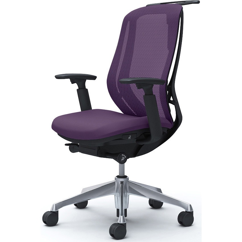 C686BR FMP0 シルフィー 可動肘 背メッシュ ハイ ブラックボディ ハンガー有 ランバー無 アルミ脚 オカムラ(岡村製作所) アジャストアーム パープル色   C686BR FMP0