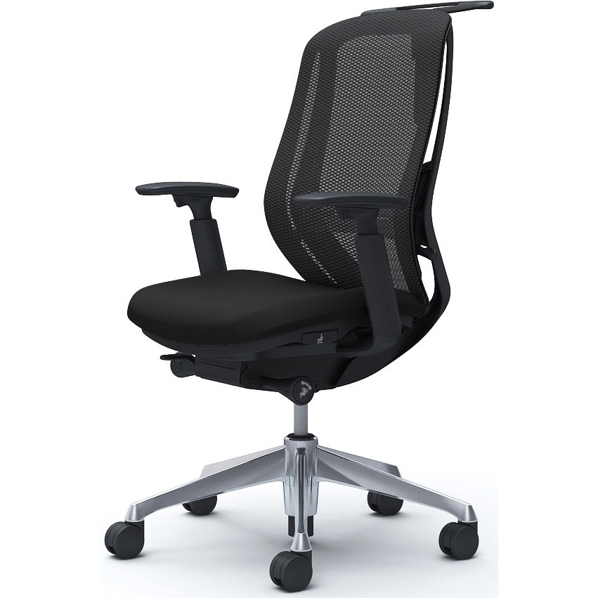 C686BS FMP1 シルフィー 可動肘 背メッシュ ハイ ブラックボディ ハンガー有 ランバー有 アルミ脚 オカムラ(岡村製作所) アジャストアーム