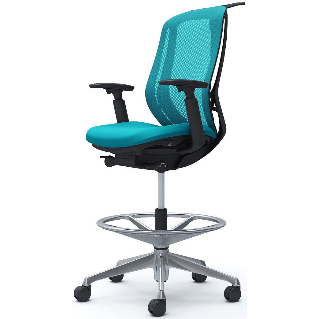 C686HR FMR6 シルフィー 可動肘 背メッシュ ハイ ハイチェア ブラックボディ ハンガー付 ランバー無 アルミ脚 1脚 オカムラ(岡村製作所) 【通販モノタロウ】