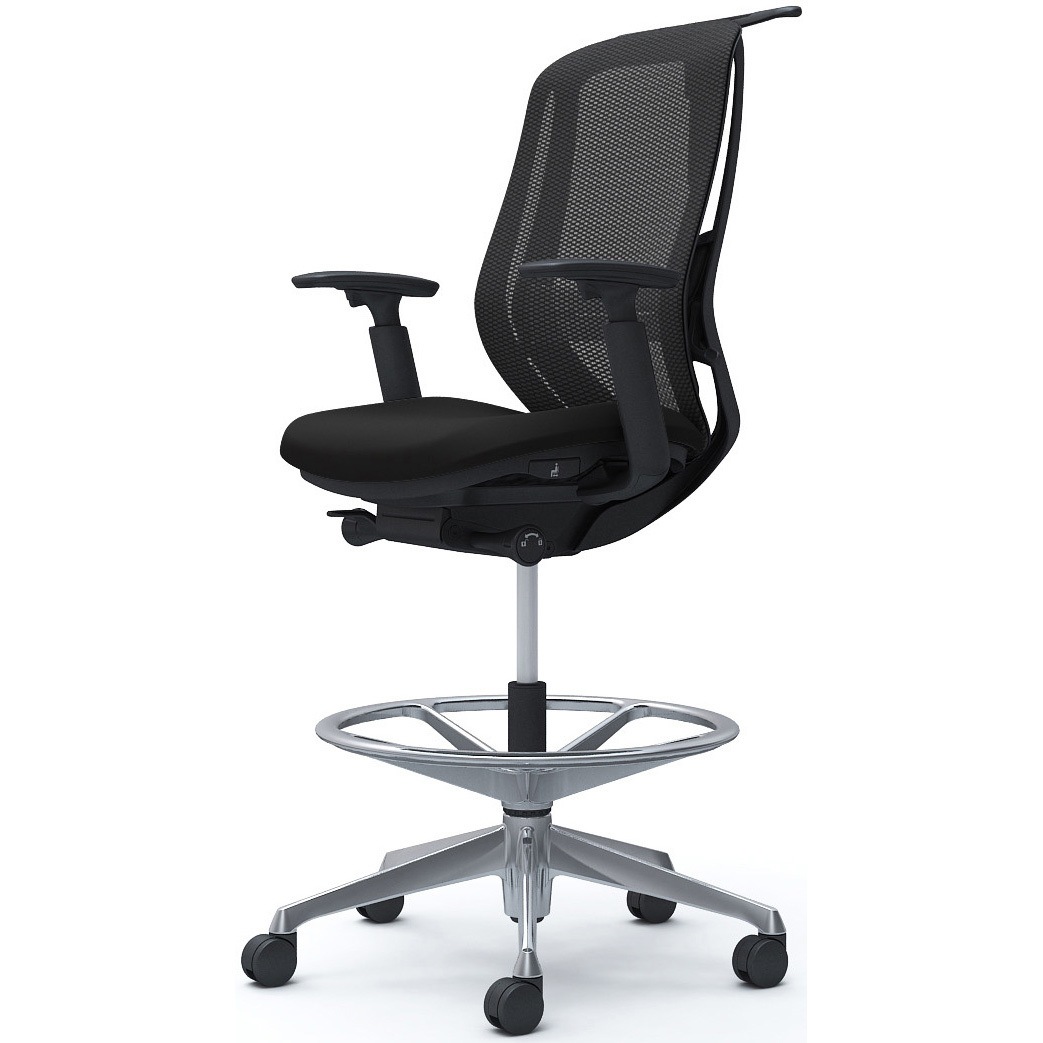 C686HS FMP1 シルフィー 可動肘 背メッシュ ハイ ハイチェア ブラックボディ ハンガー付 ランバー付 アルミ脚 1脚 オカムラ(岡村製作所) 【通販モノタロウ】