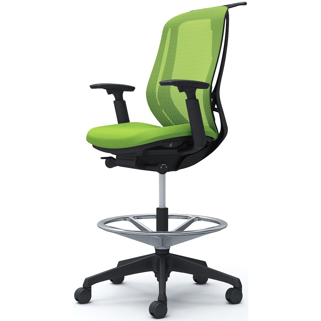 C686JR FMP5 シルフィー 可動肘 背メッシュ ハイ ハイチェア ブラックボディ ハンガー付 ランバー無 樹脂脚 1脚 オカムラ(岡村製作所) 【通販モノタロウ】