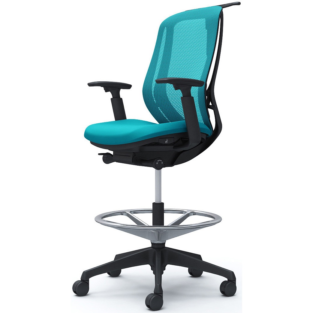 C686JR FMR6 シルフィー 可動肘 背メッシュ ハイ ハイチェア ブラックボディ ハンガー付 ランバー無 樹脂脚 1脚 オカムラ(岡村製作所) 【通販モノタロウ】