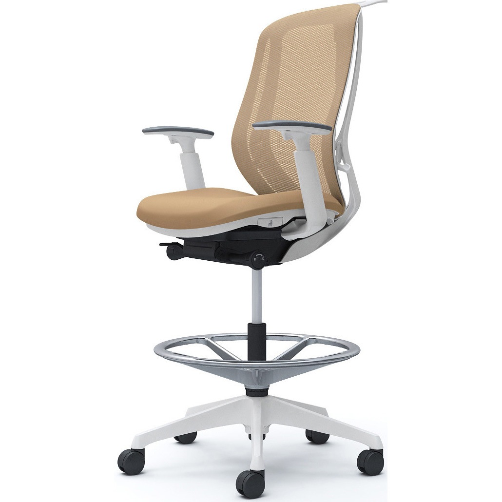 C686JW FMP7 シルフィー 可動肘 背メッシュ ハイ ハイチェア ホワイトボディ ハンガー付 ランバー無 樹脂脚 1脚 オカムラ(岡村製作所) 【通販モノタロウ】