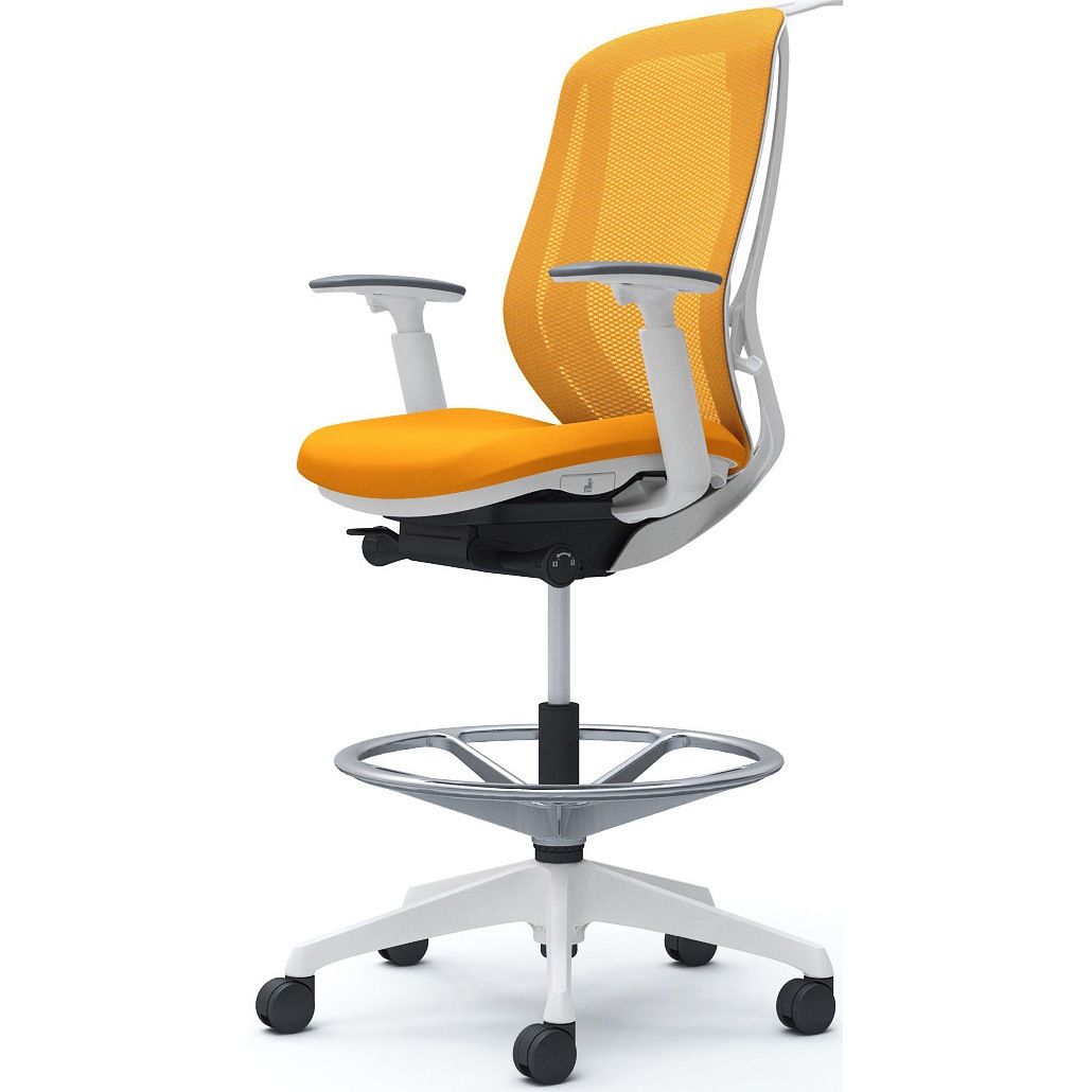 C686JW FMR8 シルフィー 可動肘 背メッシュ ハイ ハイチェア ホワイトボディ ハンガー付 ランバー無 樹脂脚 1脚 オカムラ(岡村製作所) 【通販モノタロウ】