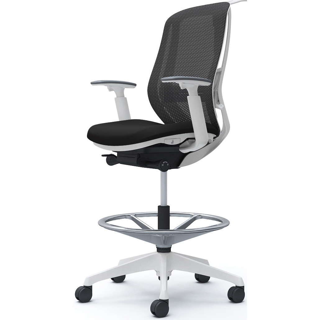 C686JZ FMP1 シルフィー 可動肘 背メッシュ ハイ ハイチェア ホワイトボディ ハンガー付 ランバー付 樹脂脚 1脚 オカムラ(岡村製作所) 【通販モノタロウ】 87,890円