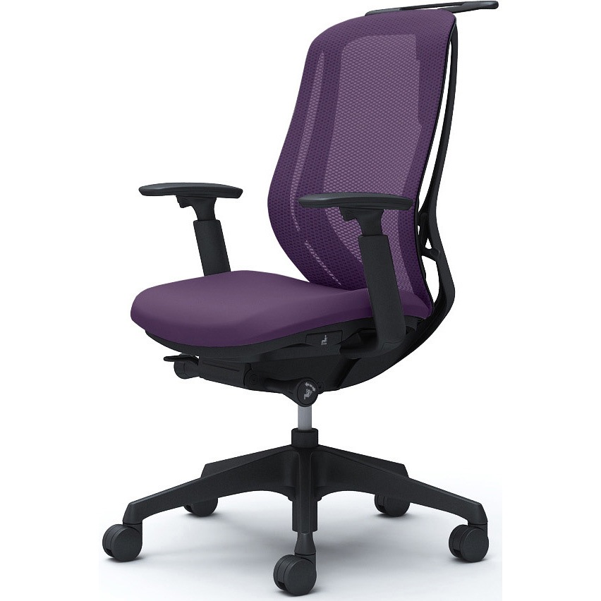 C686XR FMP0 シルフィー 可動肘 背メッシュ ハイ ブラックボディ ハンガー有 ランバー無 樹脂脚 オカムラ(岡村製作所) Φ60ナイロン双輪キャスター パープル色   C686XR FMP0