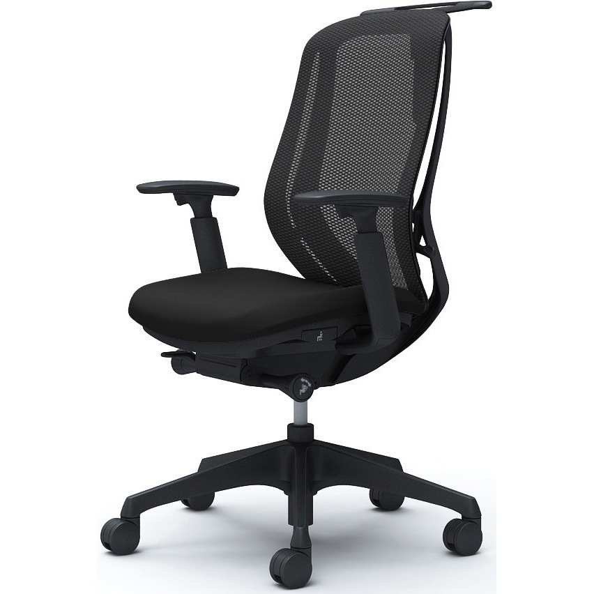 C686XR FMP1 シルフィー 可動肘 背メッシュ ハイ ブラックボディ ハンガー有 ランバー無 樹脂脚 オカムラ(岡村製作所) Φ60ナイロン双輪キャスター