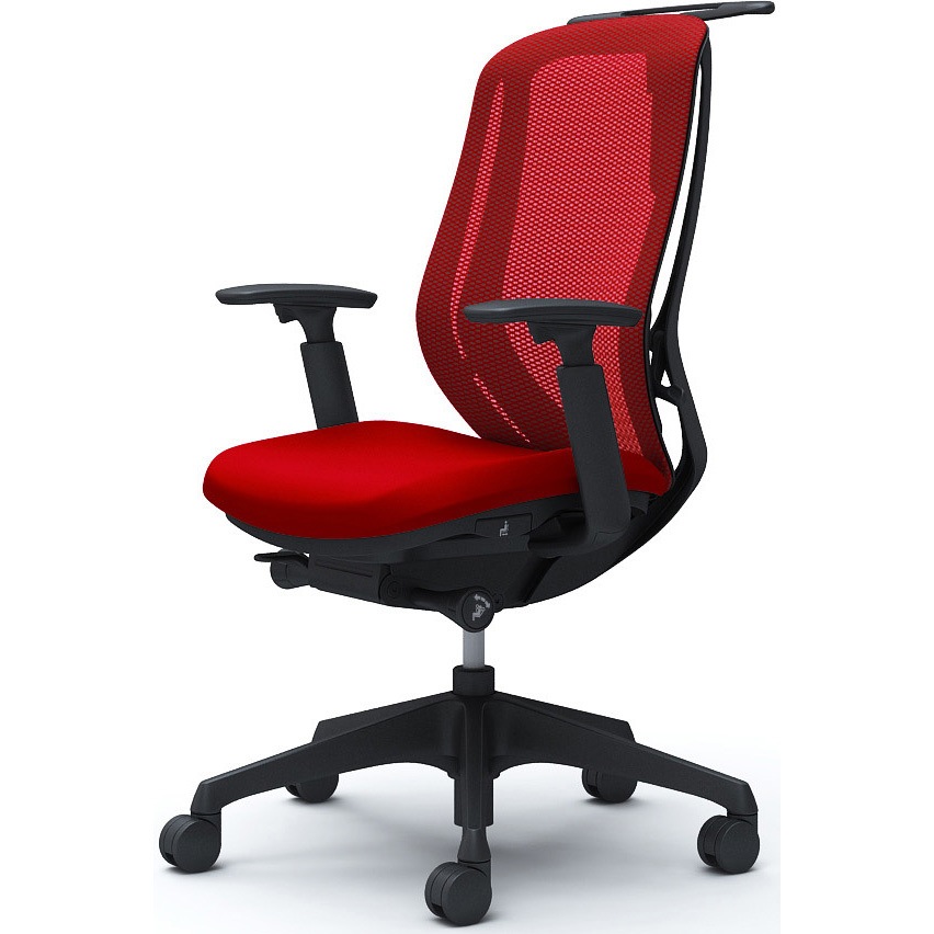 C686XR FMP9 シルフィー 可動肘 背メッシュ ハイ ブラックボディ ハンガー有 ランバー無 樹脂脚 オカムラ(岡村製作所) Φ60ナイロン双輪キャスター レッド色   C686XR FMP9 71,390円