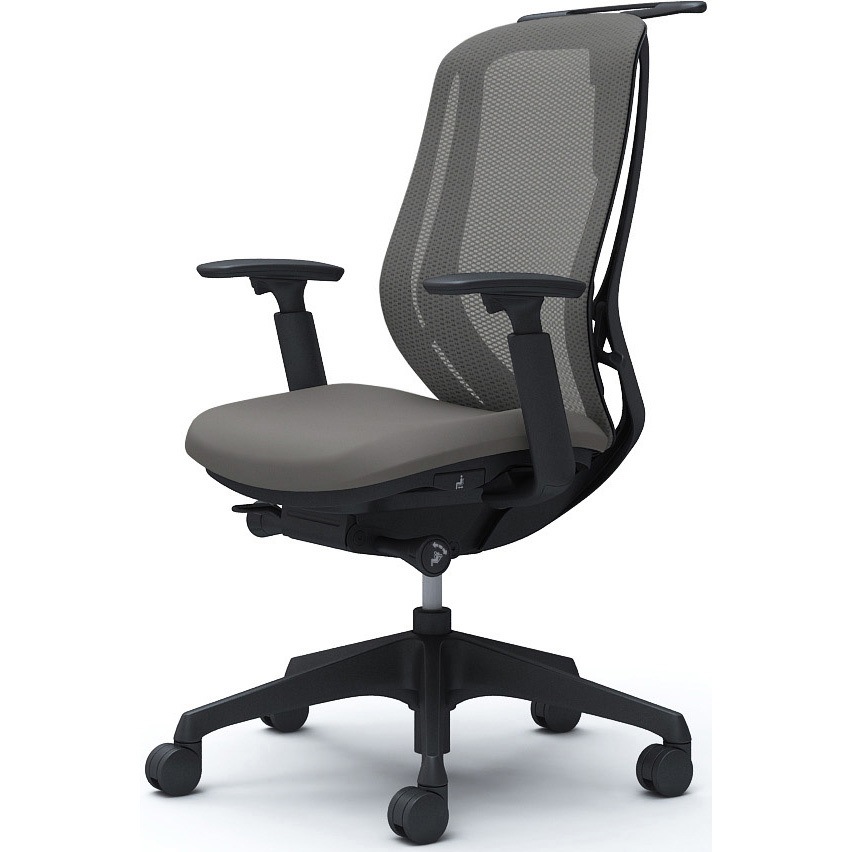 C686XR FMR2 シルフィー 可動肘 背メッシュ ハイ ブラックボディ ハンガー有 ランバー無 樹脂脚 オカムラ(岡村製作所) Φ60ナイロン双輪キャスター ミディアムグレー色   C686XR FMR2