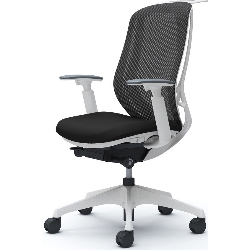 C686XW FMP1 シルフィー 可動肘 背メッシュ ハイ ホワイトボディ ハンガー有 ランバー無 樹脂脚 オカムラ(岡村製作所) アジャストアーム ブラック色   C686XW FMP1 71,390円