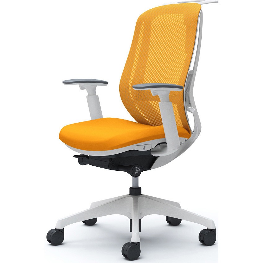 C686XZ FMR8 シルフィー 可動肘 背メッシュ ハイ ホワイトボディ ハンガー有 ランバー有 樹脂脚 オカムラ(岡村製作所) アジャストアーム オレンジ色   C686XZ FMR8