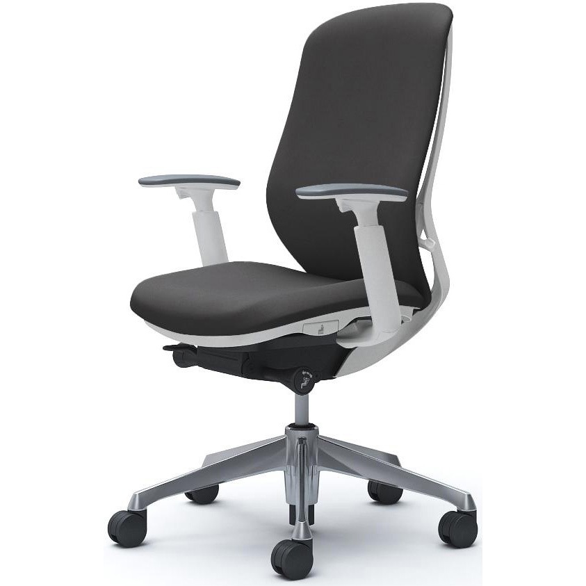 C687BW FXW0 シルフィー 可動肘 背クッション ハイ ホワイトボディ ハンガー無 ランバー無 アルミ脚 オカムラ(岡村製作所) アジャストアーム ダークグレー色   C687BW FXW0