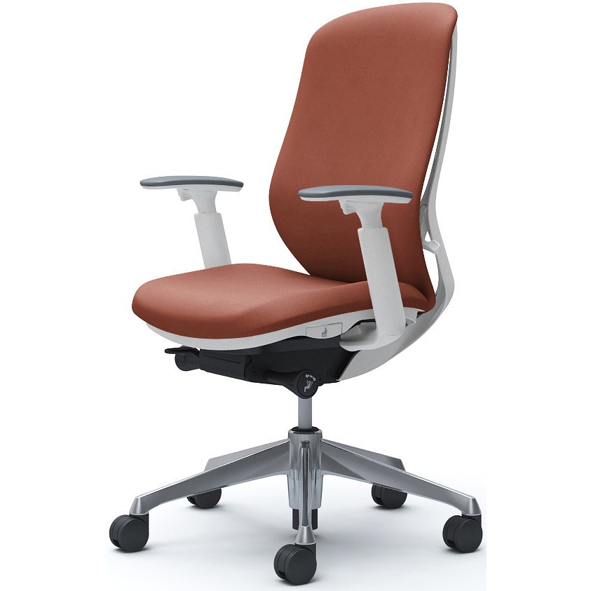 C687BW FXW6 シルフィー 可動肘 背クッション ハイ ホワイトボディ ハンガー無 ランバー無 アルミ脚 オカムラ(岡村製作所) アジャストアーム テラコッタ色   C687BW FXW6