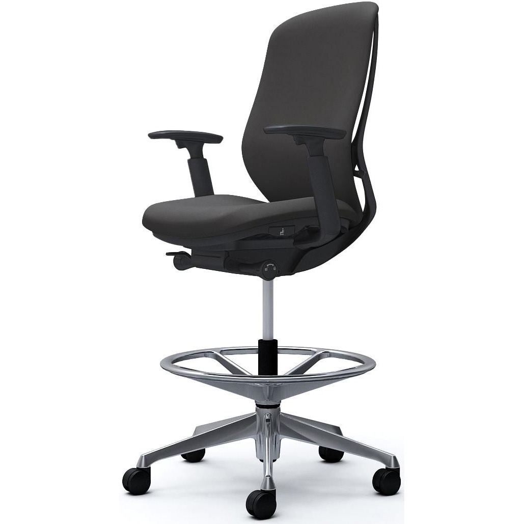 C687HR FXW0 シルフィー 可動肘 背クッション ハイ ハイチェア ブラックボディ ハンガー無 ランバー無 アルミ脚 1脚 オカムラ(岡村製作所) 【通販モノタロウ】
