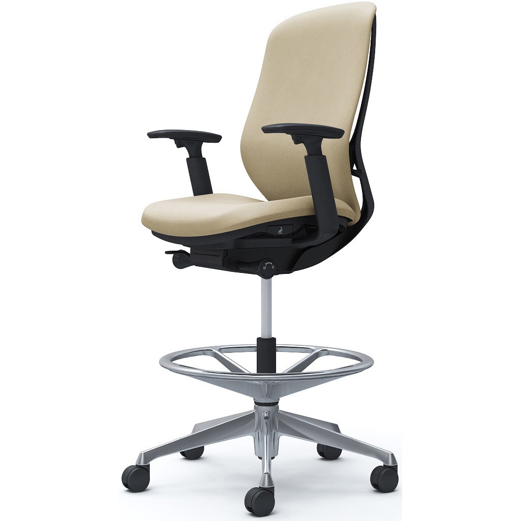 C687HR FXW2 シルフィー 可動肘 背クッション ハイ ハイチェア ブラックボディ ハンガー無 ランバー無 アルミ脚 1脚 オカムラ(岡村製作所) 【通販モノタロウ】