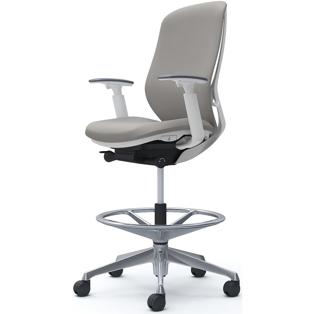 C687HW FSG3 シルフィー 可動肘 背クッション ハイ ハイチェア ホワイトボディ ハンガー無 ランバー無 アルミ脚 1脚 オカムラ(岡村製作所) 【通販モノタロウ】