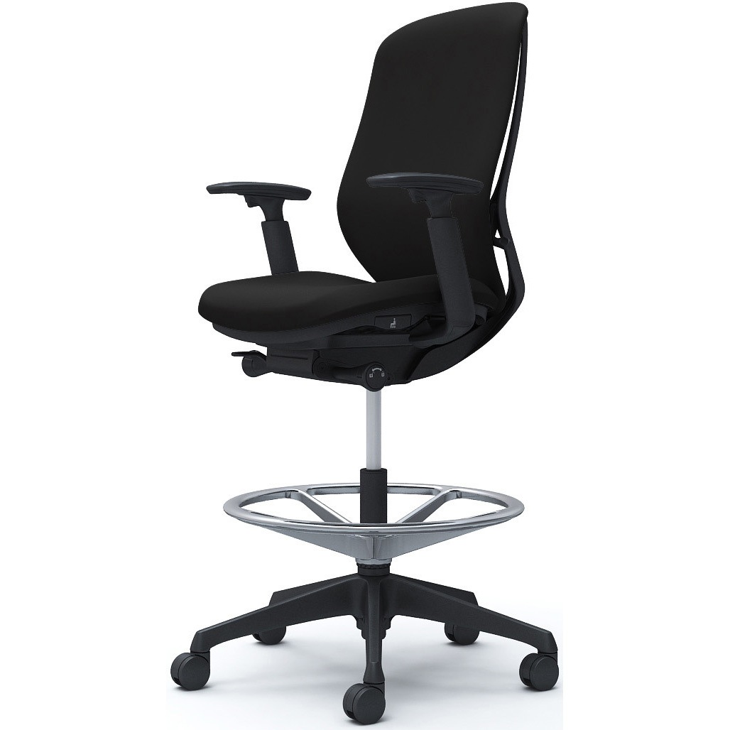 C687JR FSF1 シルフィー 可動肘 背クッション ハイ ハイチェア ブラックボディ ハンガー無 ランバー無 樹脂脚 1脚 オカムラ(岡村製作所) 【通販モノタロウ】