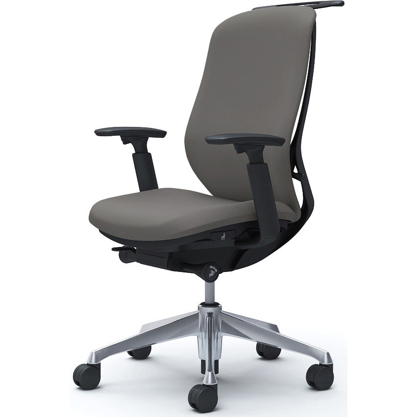 C688BR FSG2 シルフィー 可動肘 背クッション ハイ ブラックボディ ハンガー有 ランバー無 アルミ脚 オカムラ(岡村製作所) アジャストアーム ミディアムグレー色   C688BR FSG2
