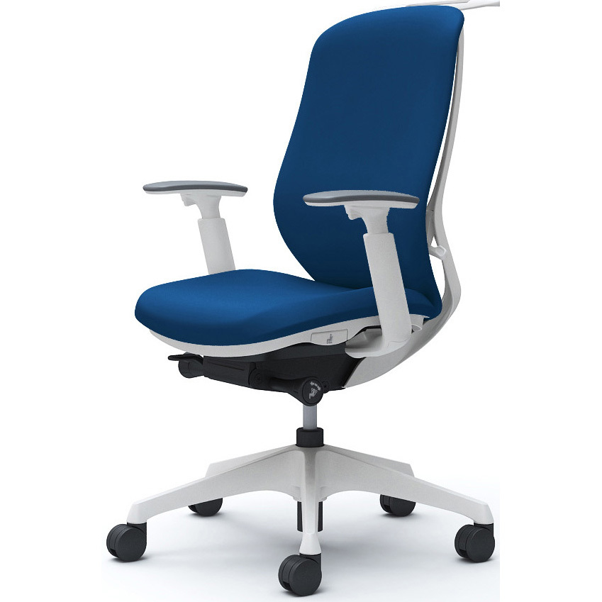 C688XW FSF3 シルフィー 可動肘 背クッション ハイ ホワイトボディ ハンガー有 ランバー無 樹脂脚 オカムラ(岡村製作所) アジャストアーム ミディアムブルー色   C688XW FSF3