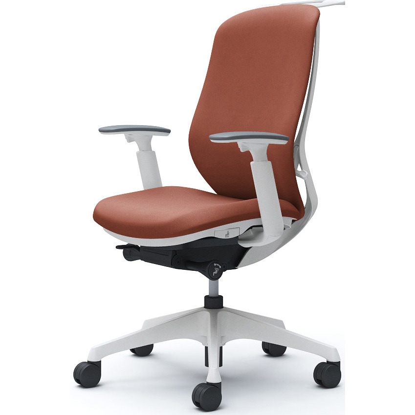 C688XW FXW6 シルフィー 可動肘 背クッション ハイ ホワイトボディ ハンガー有 ランバー無 樹脂脚 オカムラ(岡村製作所) アジャストアーム テラコッタ色   C688XW FXW6