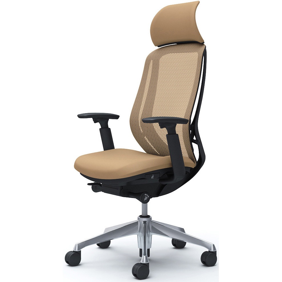 C68ABR FMP7 シルフィー可動肘 背メッシュEXハイ ブラックボディ ハンガー無 ランバー無 アルミ脚 オカムラ(岡村製作所) アジャストアーム ベージュ色   C68ABR FMP7