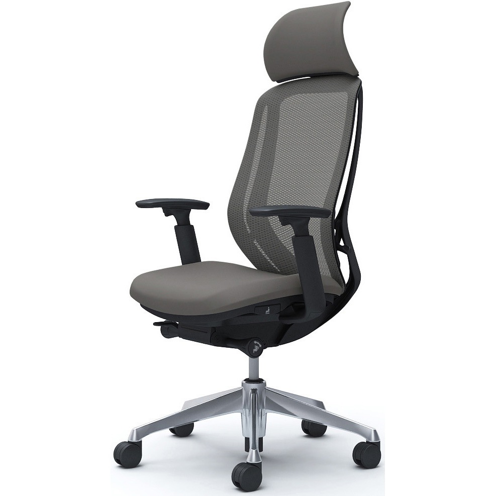 C68ABR FMR2 シルフィー可動肘 背メッシュEXハイ ブラックボディ ハンガー無 ランバー無 アルミ脚 オカムラ(岡村製作所) アジャストアーム ミディアムグレー色   C68ABR FMR2