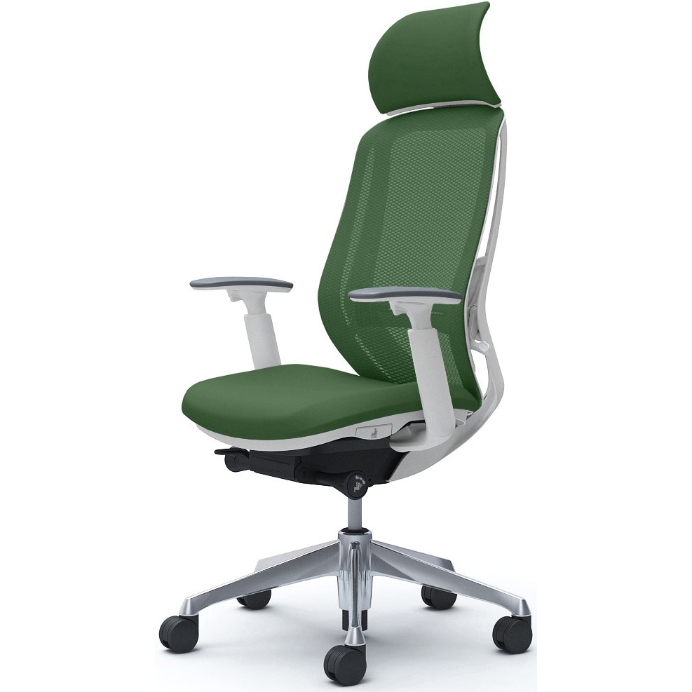 C68ABZ FMR5 シルフィー 可動肘 背メッシュEXハイ ホワイトボディ ハンガー無 ランバー有 アルミ脚 オカムラ(岡村製作所) アジャストアーム ダークグリーン色 82,390円