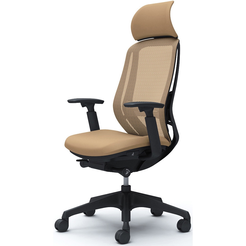 C68AXS FMP7 シルフィー可動肘 背メッシュEXハイ ブラックボディ ハンガー無 ランバー有 樹脂脚 オカムラ(岡村製作所) アジャストアーム ベージュ色   C68AXS FMP7