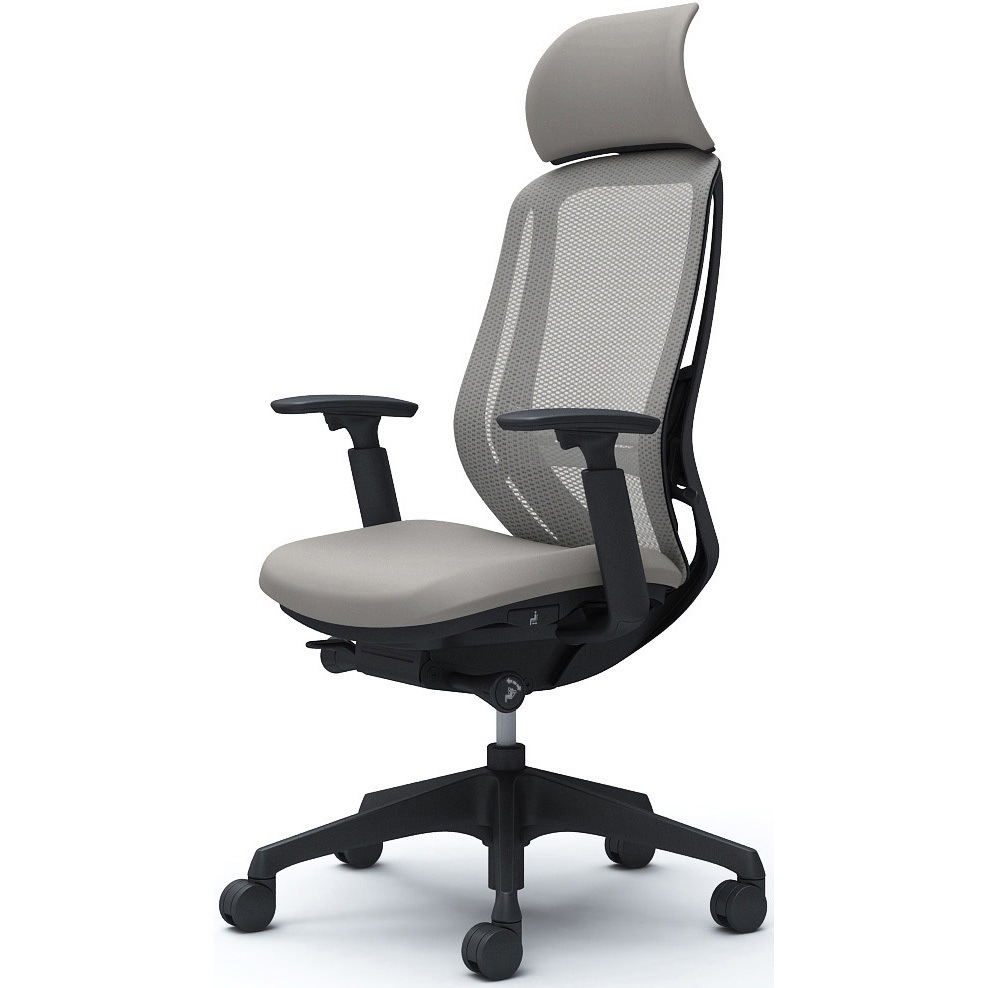 C68AXS FMR3 シルフィー可動肘 背メッシュEXハイ ブラックボディ ハンガー無 ランバー有 樹脂脚 オカムラ(岡村製作所) アジャストアーム ライトグレー色