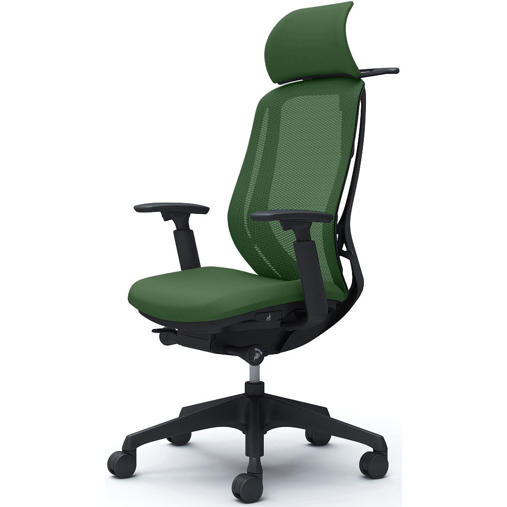 C68BXR FMR5 シルフィー可動肘 背メッシュEXハイ ブラックボディ ハンガー有 ランバー無 樹脂脚 オカムラ(岡村製作所) アジャストアーム ダークグリーン色   C68BXR FMR5