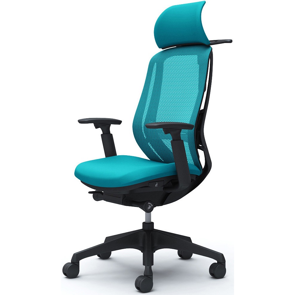 C68BXS FMR6 シルフィー可動肘 背メッシュEXハイ ブラックボディ ハンガー有 ランバー有 樹脂脚 オカムラ(岡村製作所) アジャストアーム ブルーグリーン色 C68BXS FMR6